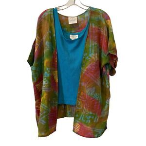 Shirley Kenton Designs 2 Piece Tank & Open Front Lightweight Small Made USA